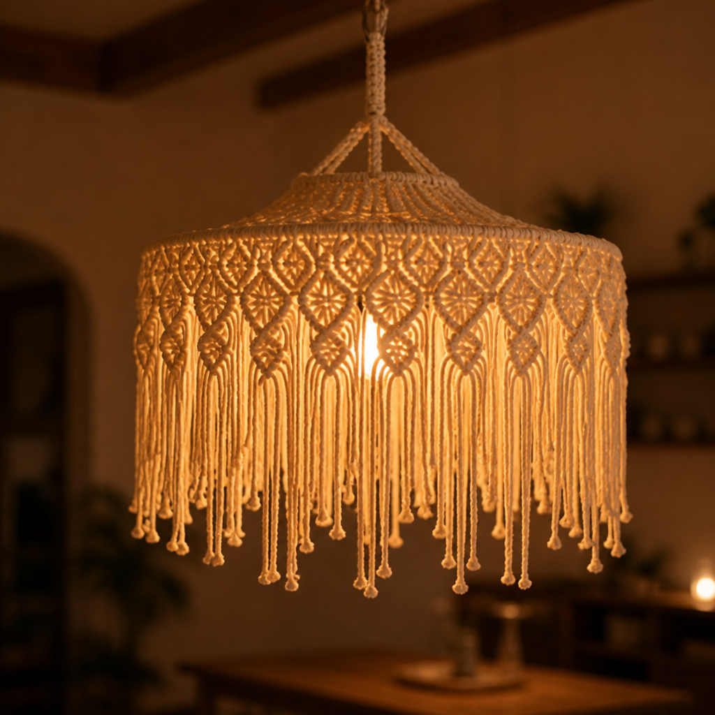 Boho Cotton Tassel Pendant Light