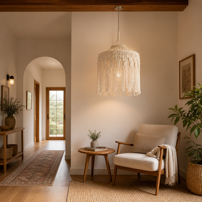 Boho Cotton Tassel Pendant Light