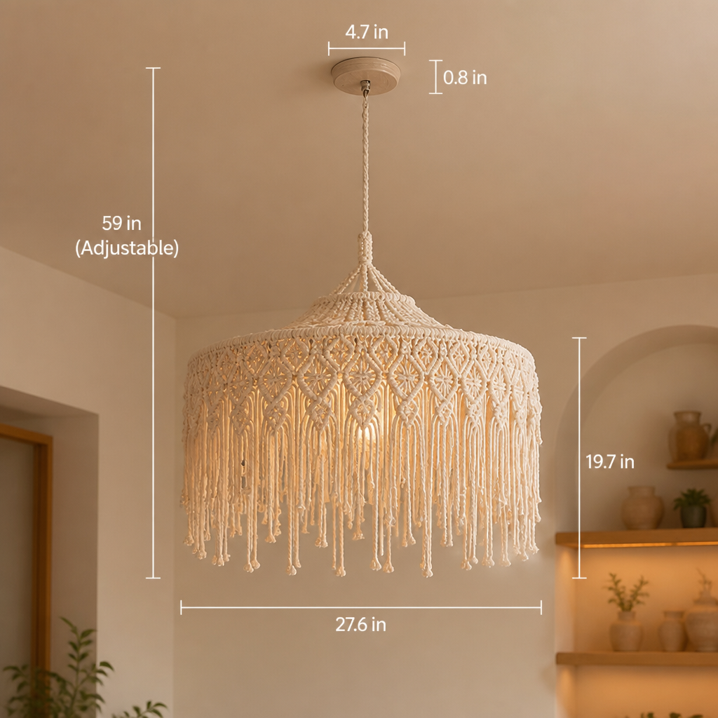 Boho Cotton Tassel Pendant Light