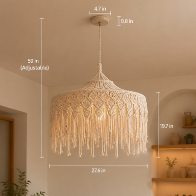 Boho Cotton Tassel Pendant Light