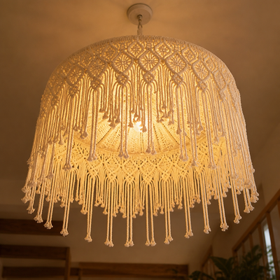 Boho Cotton Tassel Pendant Light