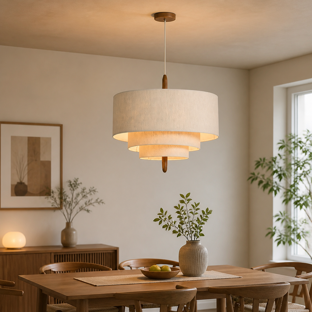 Boho Fabric LED Pebble Pendant Light