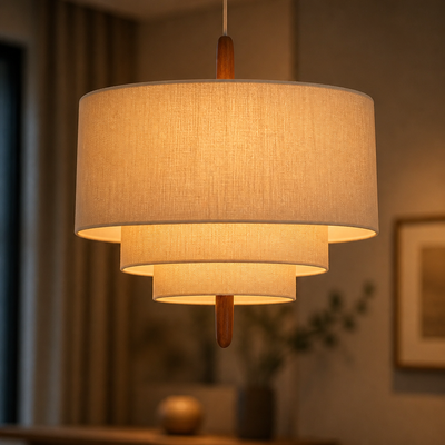 Boho Fabric LED Pebble Pendant Light