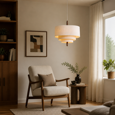 Boho Fabric LED Pebble Pendant Light
