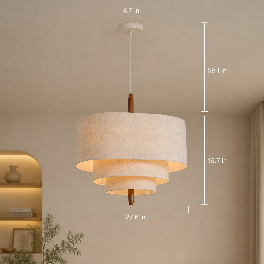 Boho Fabric LED Pebble Pendant Light