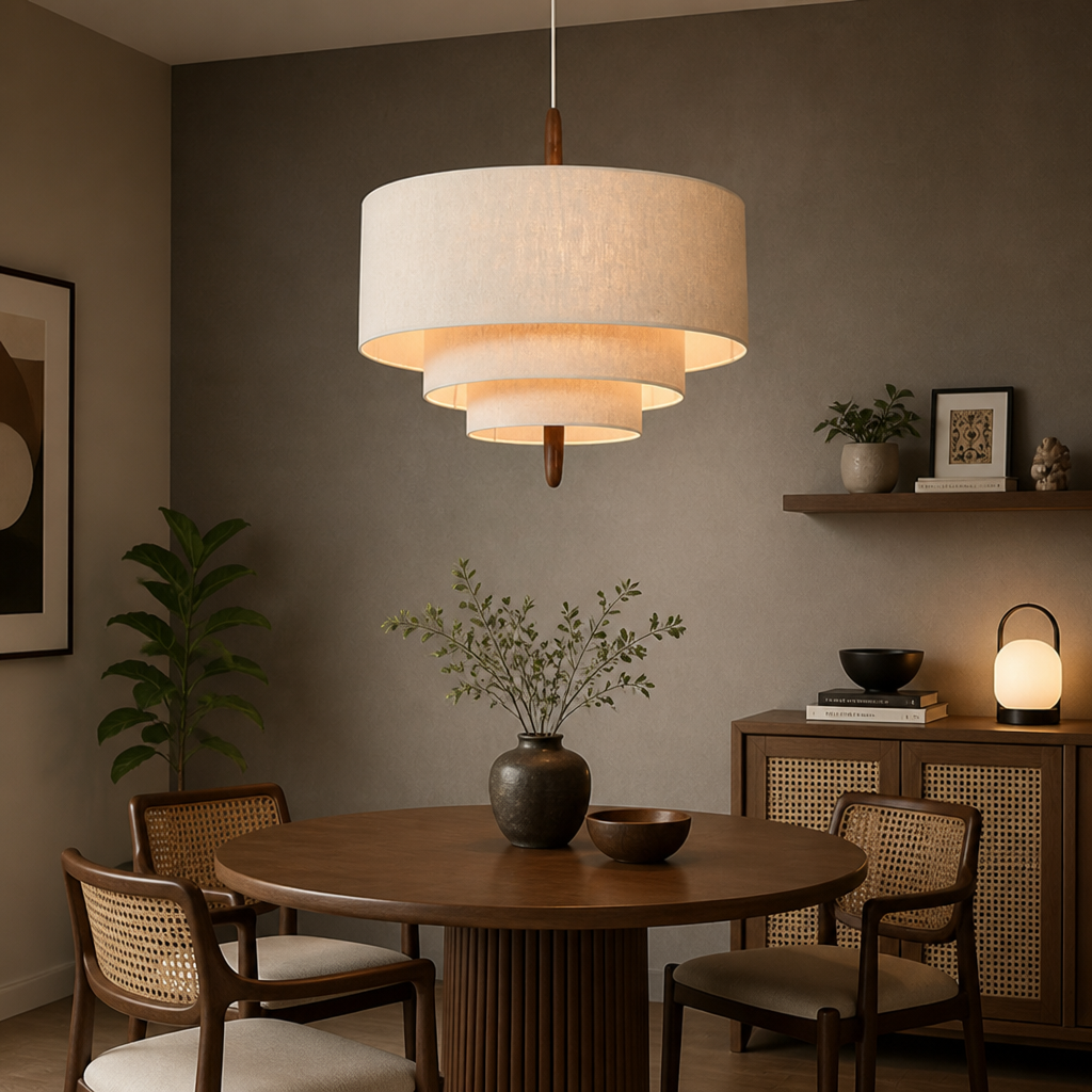 Boho Fabric LED Pebble Pendant Light