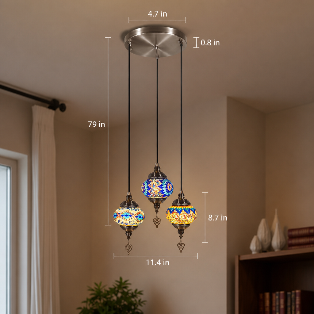 Boho Handcrafted Mosaic Glass Pendant Light