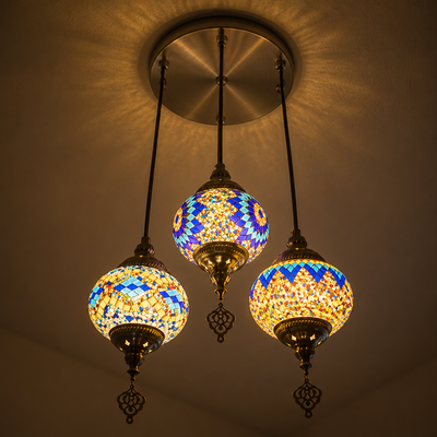Boho Handcrafted Mosaic Glass Pendant Light