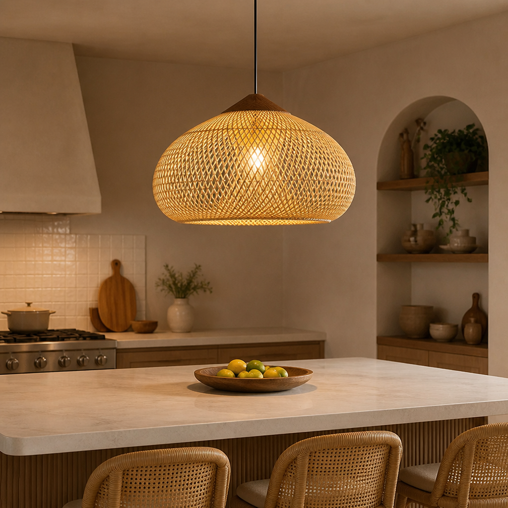 Boho Handmade Natural Rattan Pendant Light