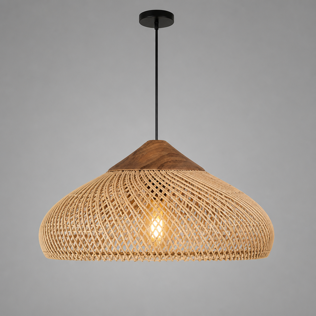Boho Handmade Natural Rattan Pendant Light