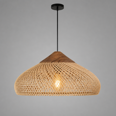 Boho Handmade Natural Rattan Pendant Light