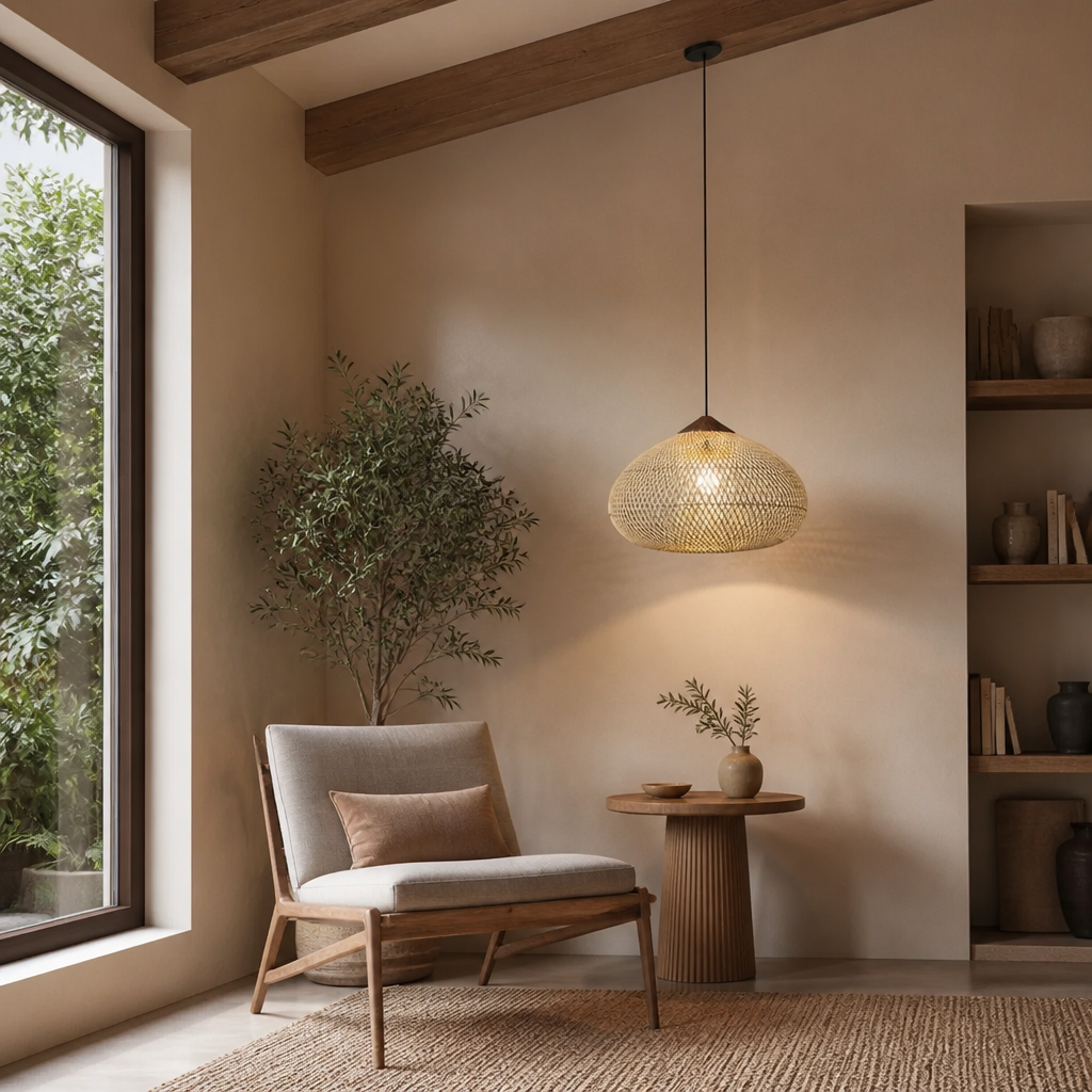 Boho Handmade Natural Rattan Pendant Light