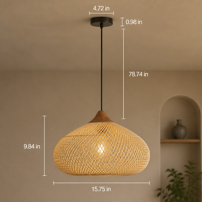 Boho Handmade Natural Rattan Pendant Light