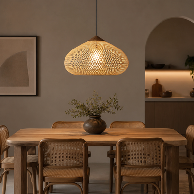 Boho Handmade Natural Rattan Pendant Light