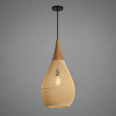Boho Handmade Natural Rattan Pendant Light