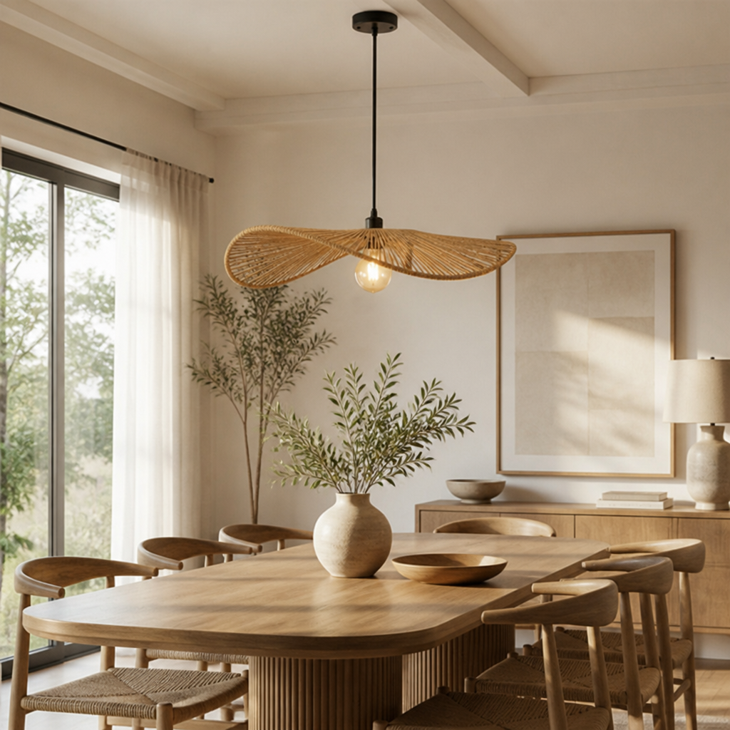 Boho Handwoven Rattan Pendant Light