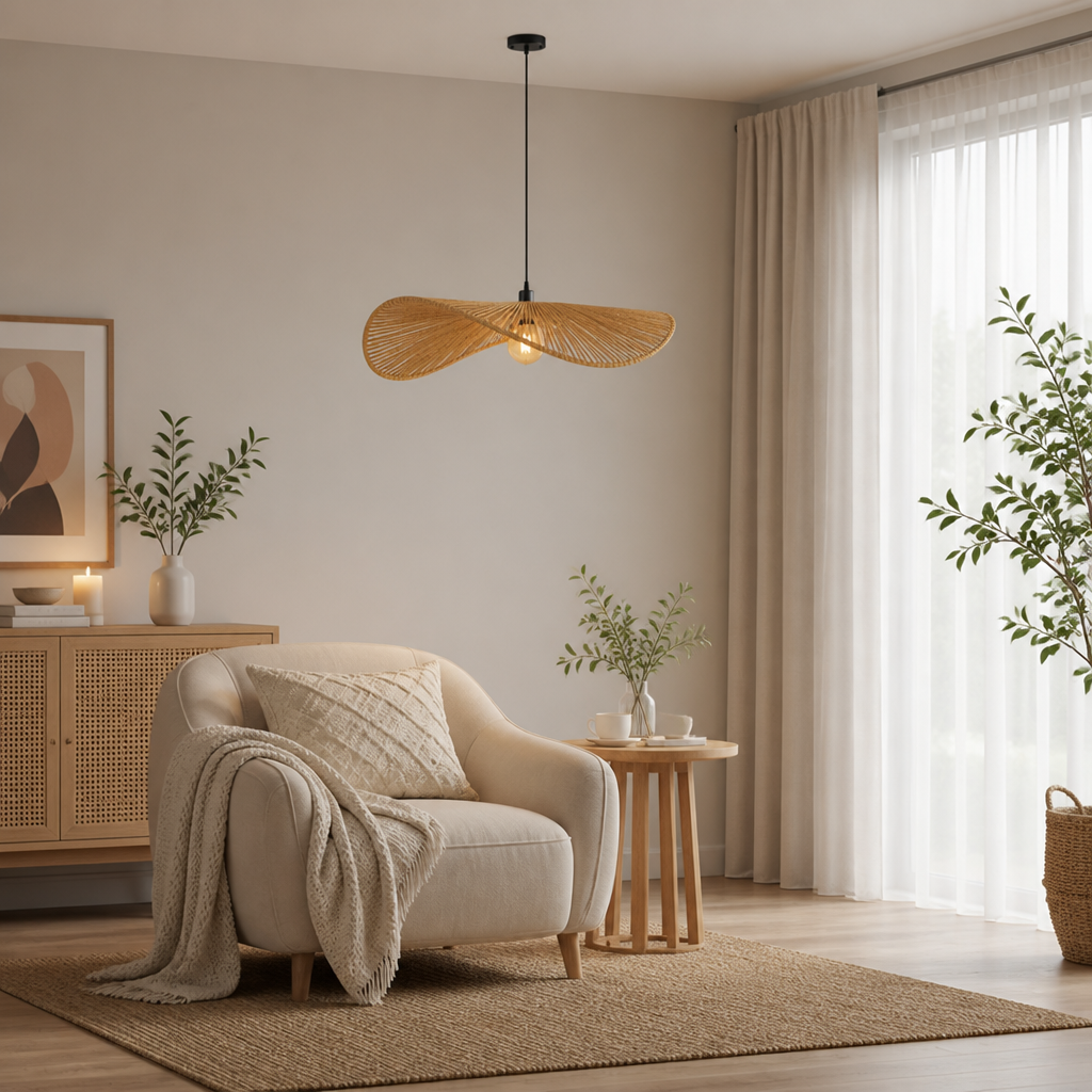 Boho Handwoven Rattan Pendant Light