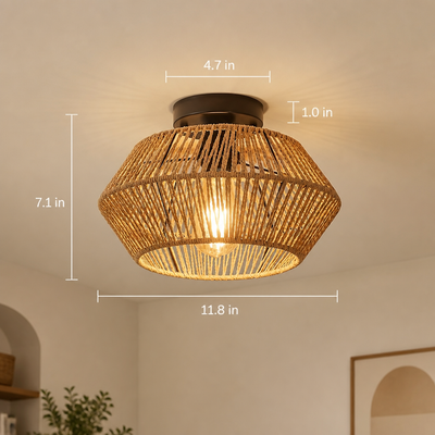 Boho Handwoven Rattan Pendant Light