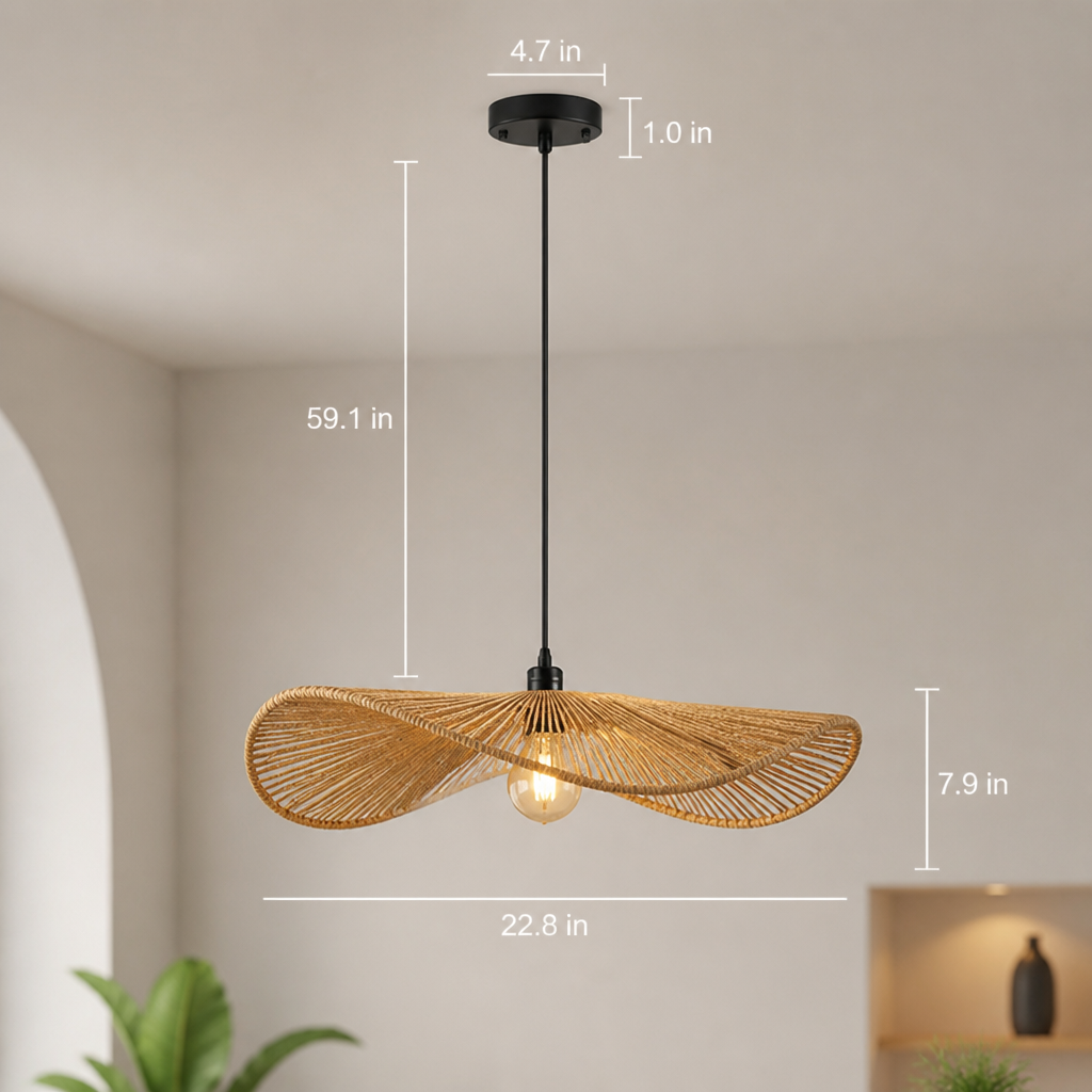 Boho Handwoven Rattan Pendant Light