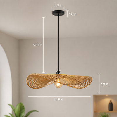 Boho Handwoven Rattan Pendant Light