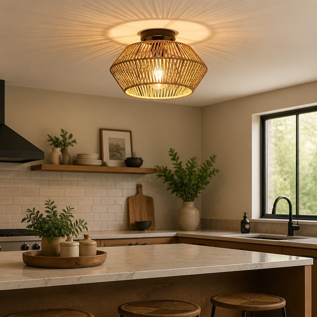 Boho Handwoven Rattan Pendant Light
