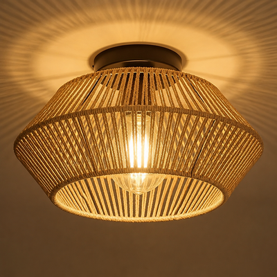 Boho Handwoven Rattan Pendant Light