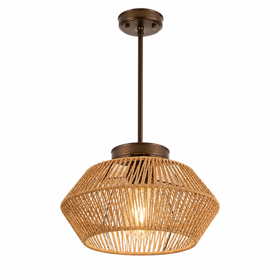 Boho Handwoven Rattan Pendant Light