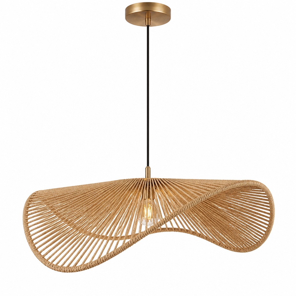 Boho Handwoven Rattan Pendant Light