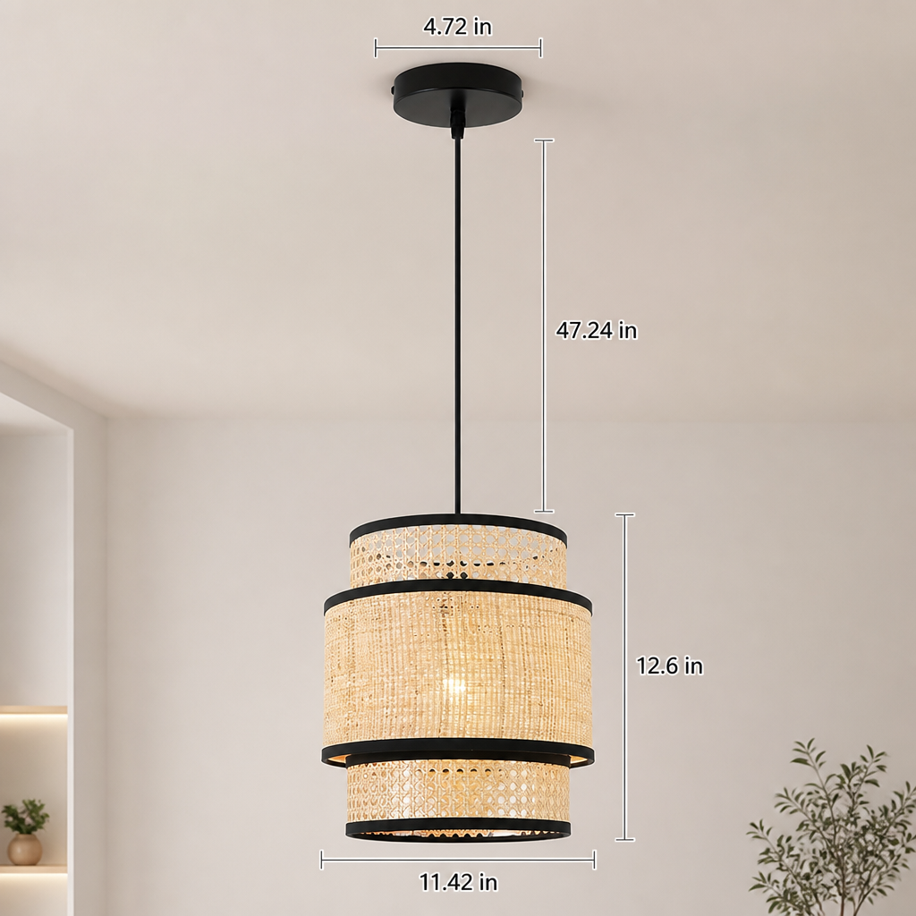 Boho Rattan Chandelier