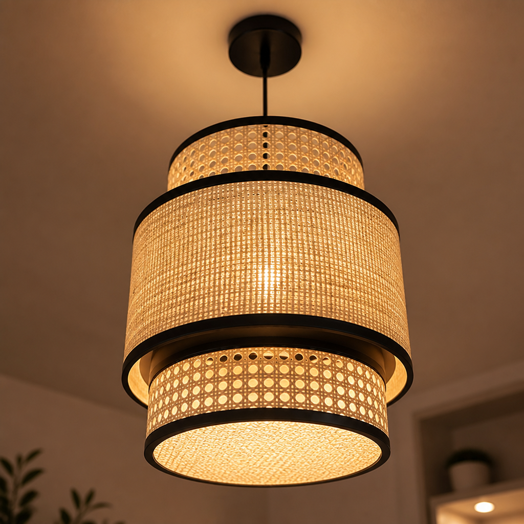 Boho Rattan Chandelier