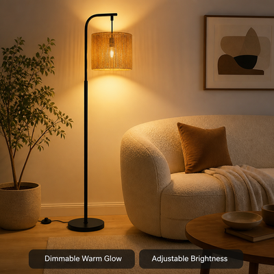 Boho Rattan Floor Lamp