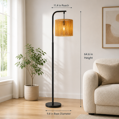 Boho Rattan Floor Lamp