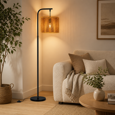 Boho Rattan Floor Lamp