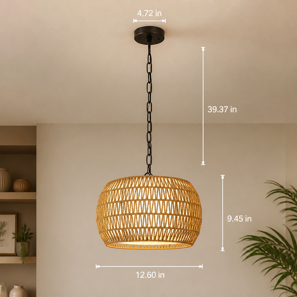 Boho Rattan Hand-Woven Chandelier