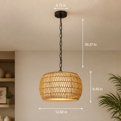 Boho Rattan Hand-Woven Chandelier