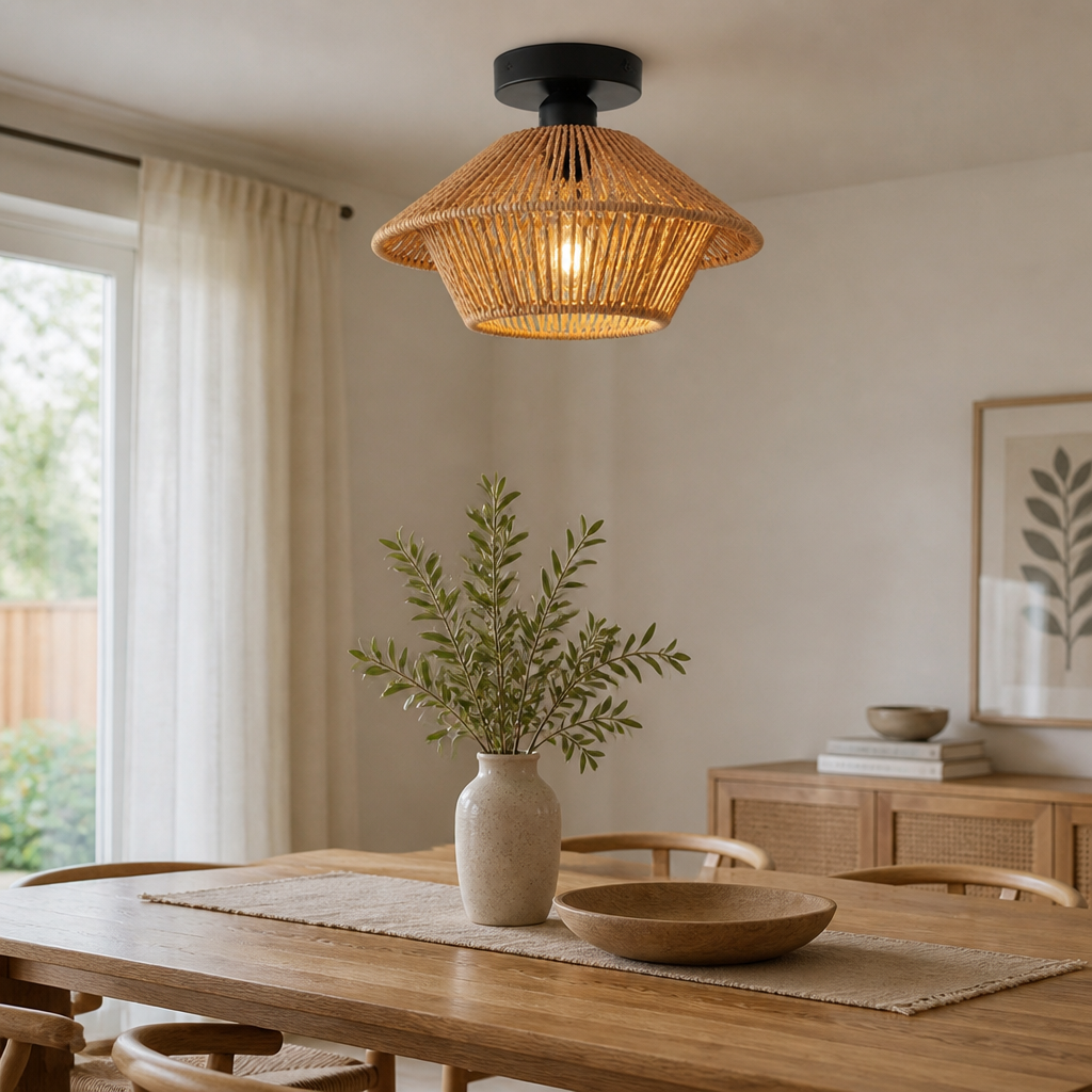 Boho Rattan Handwoven Ceiling Light