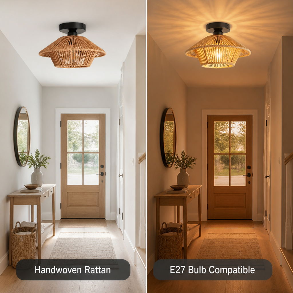 Boho Rattan Handwoven Ceiling Light