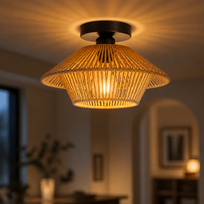 Boho Rattan Handwoven Ceiling Light