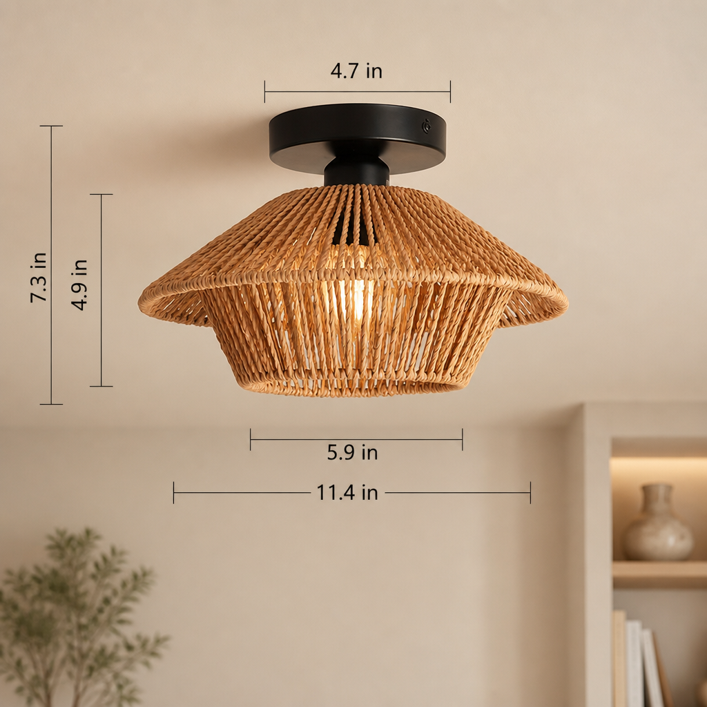 Boho Rattan Handwoven Ceiling Light