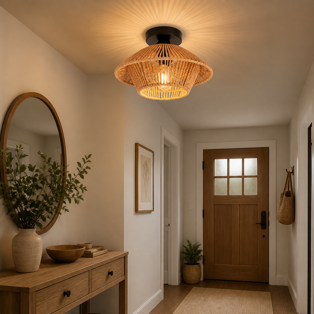 Boho Rattan Handwoven Ceiling Light