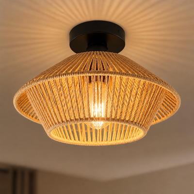 Boho Rattan Handwoven Ceiling Light
