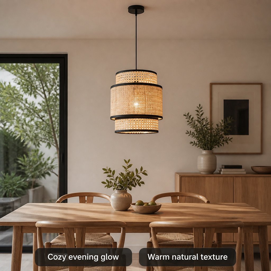 Boho Rattan Handwoven Pendant Light