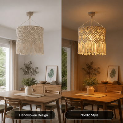 Boho Rattan Handwoven Pendant Light