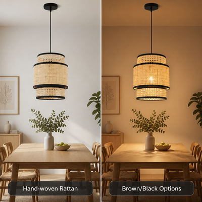 Boho Rattan Handwoven Pendant Light