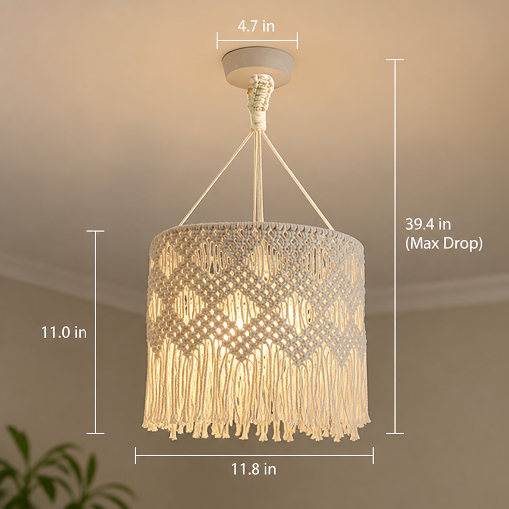 Boho Rattan Handwoven Pendant Light
