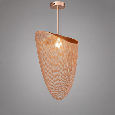 Boho Rose Gold LED Tassel Chandelier