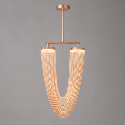 Boho Rose Gold LED Tassel Chandelier