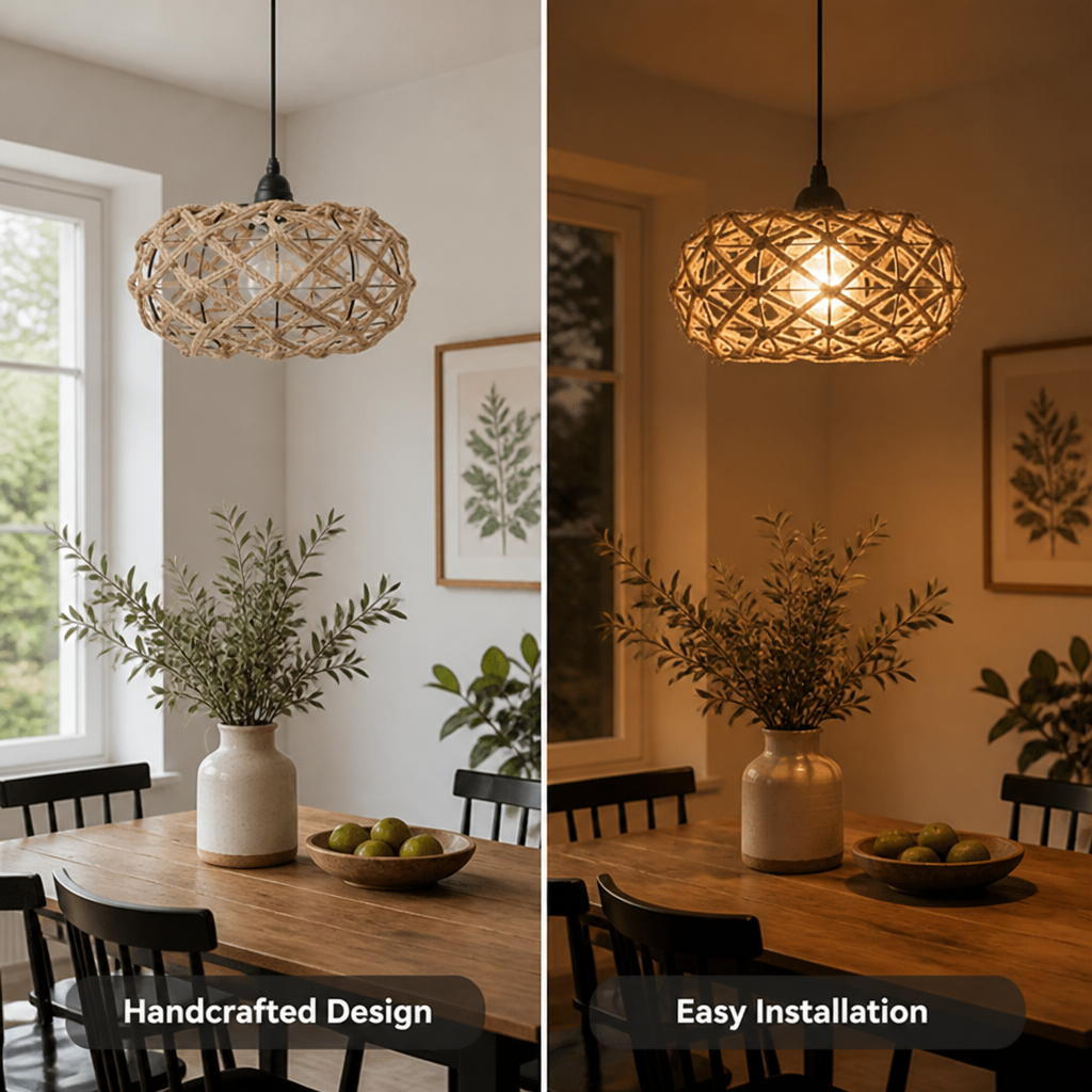 Boho Wicker Pendant Light