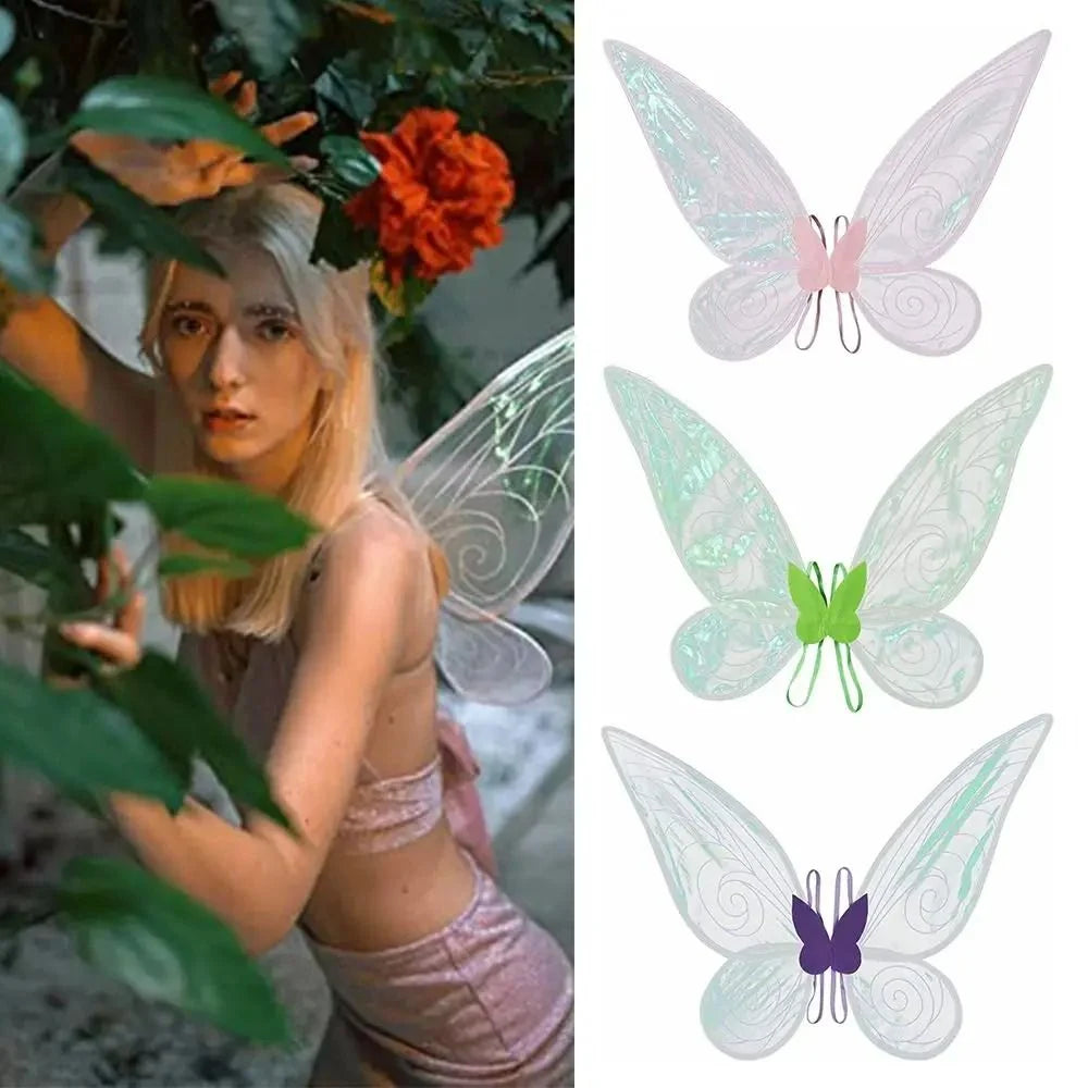 Butterfly Wings Glittering Organza Rustproof Wire & Elastic Straps