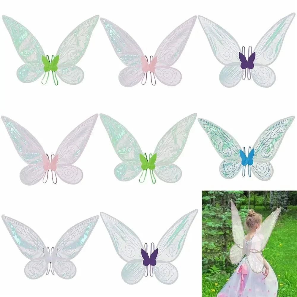 Butterfly Wings Glittering Organza Rustproof Wire & Elastic Straps